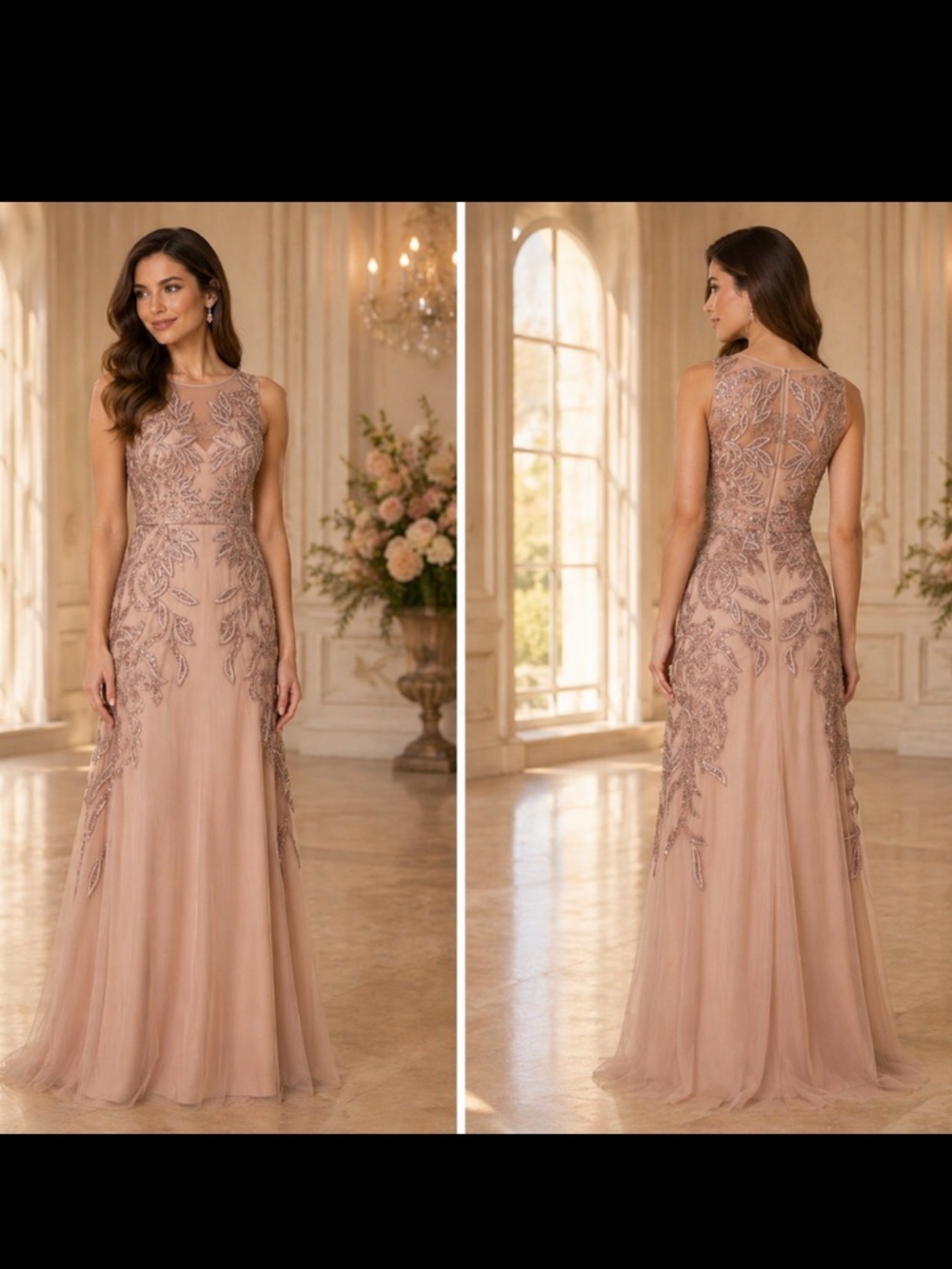 Adrianna-Papell PLUS size beaded sleeveless long gown - Picture 2 of 16